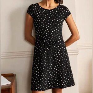 BODEN S/S Amelie Jersey Dress in Black / Pink Polka Dots